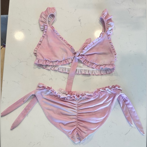 LoveShackFancy Pink Ruffle Bikini Set Elena Bottom & Claudia Top - Picture 3 of 8